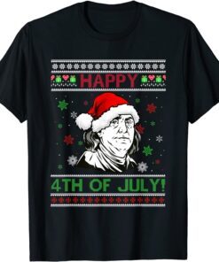 Santa Ben Drankin Happy 4th of July Ugly Christmas Sweater Tee Shirt