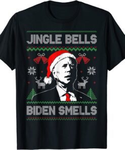 Santa Biden Jingle Bells Biden Smells Ugly Christmas Sweater Tee Shirt