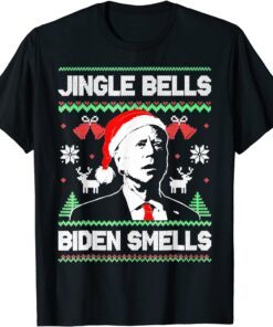 Santa Biden Jingle Bells Biden Smells Ugly Christmas Tee Shirt