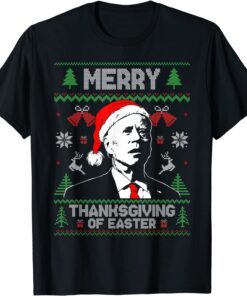 Santa Biden Merry Thanksgiving Easter Ugly Christmas Tee Shirt