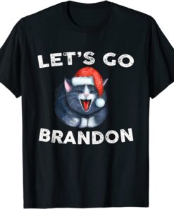 Santa Cat Let's Go Brandon Tee Shirt