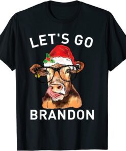 Santa Cow Let's Go Brandon Christmas Tee Shirt