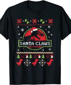 Santa Dinosaur Ugly Christmas Sweater Tee Shirt