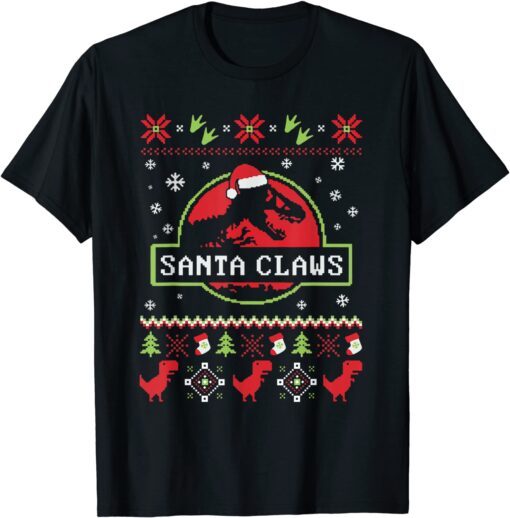 Santa Dinosaur Ugly Christmas Sweater Tee Shirt