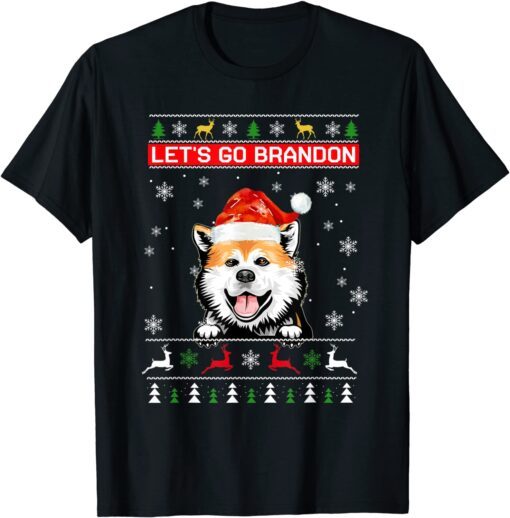 Santa Dog Let’s Go Brandon Christmas Cute Dog Tee Shirt