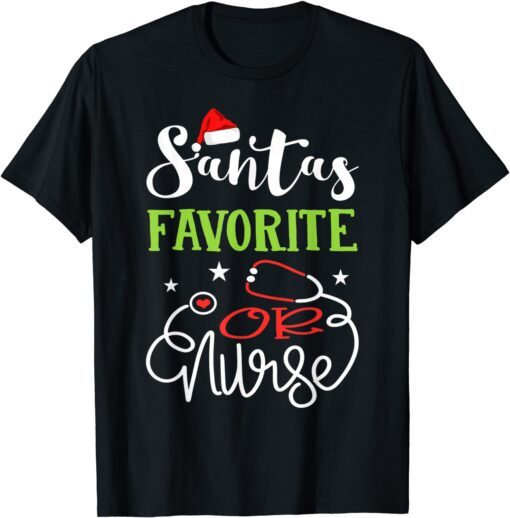 Santa Favorite OR Nurse Xmas Light Hat RN Christmas Tee Shirt