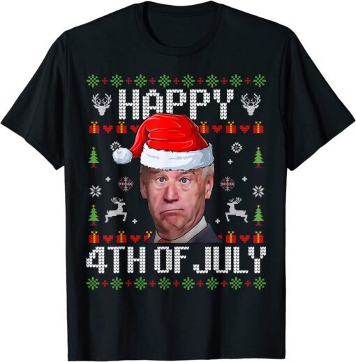 Santa Joe Biden Happy 4th Of July Christmas Tee Shirt