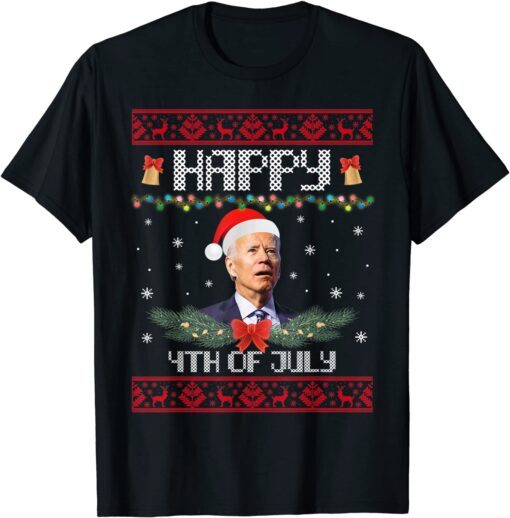 Santa Joe Biden Happy 4th Of July Ugly Sweater Tee Shirt