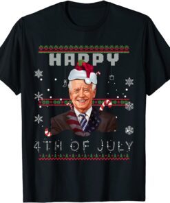 Santa Joe Biden Happy 4th of July Ugly Christmas Sweat Tee Shirt