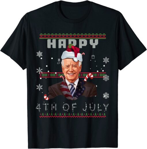 Santa Joe Biden Happy 4th of July Ugly Christmas Sweat Tee Shirt