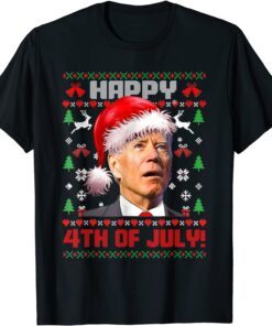 Santa Joe Biden Happy 4th of July Ugly Christmas Sweater Tee Shirt