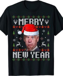 Santa Joe Biden Happy New Year Ugly Christmas Sweater Tee Shirt