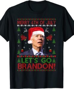 Santa Joe Biden Merry 4th Of July Christmas Ugly Sweater Tee Shirt