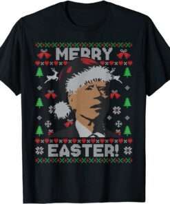 Santa Joe Biden Merry Easter Ugly Christmas Sweater Matching Tee Shirt