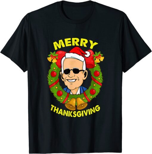 Santa Joe-Biden Merry Thanksgiving Ugly Christmas Tee Shirt