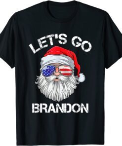 Santa Let's Go Brandon Trendy Sarcastic USA Flag Christmas Gift T-Shirt