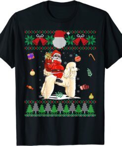 Santa Riding Poodle Reindeer Christmas Ugly Tee Shirt