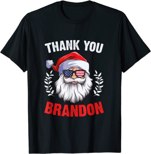 Santa Sunglasses American Flag Thank You Brandon Tee Shirt