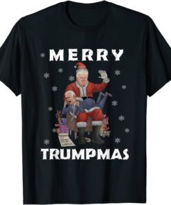 Santa Trump Hit Biden Merry Trumpmas Christmas Pajama Tee Shirt