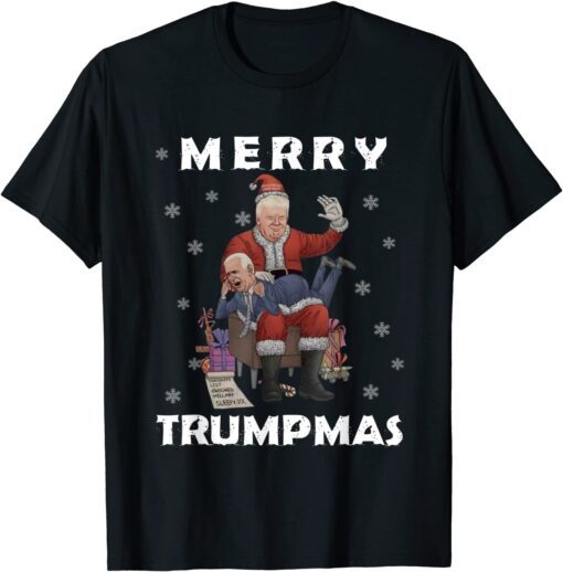 Santa Trump Hit Biden Merry Trumpmas Christmas Pajama Tee Shirt