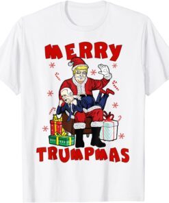 Santa Trump Spanking Joe Biden Fun Naughty Joe Christmas Tee Shirt