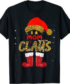 Santa and Elf MOM Claus Leopard Christmas T-Shirt