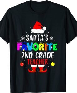 Santa's Favorite 2nd Grade Teacher Xmas Santa Tee Shirt