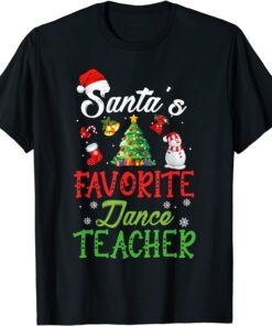 Santas Favorite Dance Teacher Christmas Tree Santa Hat Tee Shirt