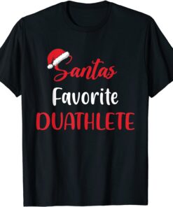 Santa's Favorite Duathlete Christmas Duathlon Tee Shirt