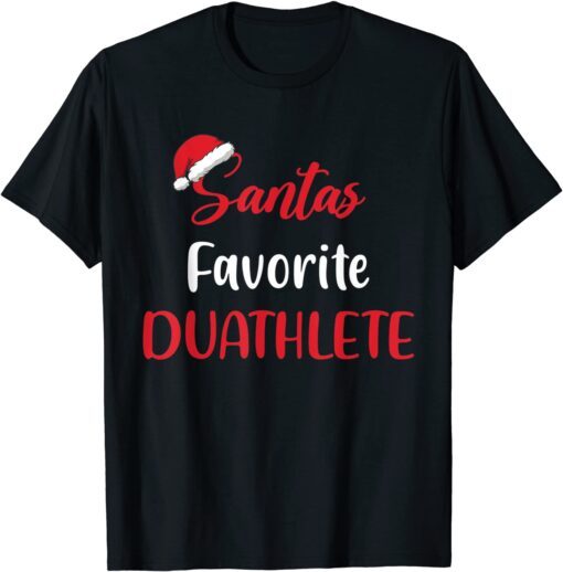 Santa's Favorite Duathlete Christmas Duathlon Tee Shirt