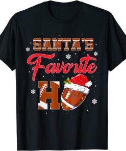 Santas Favorite Ho Football Christmas Xmas Pajamas Tee Shirt