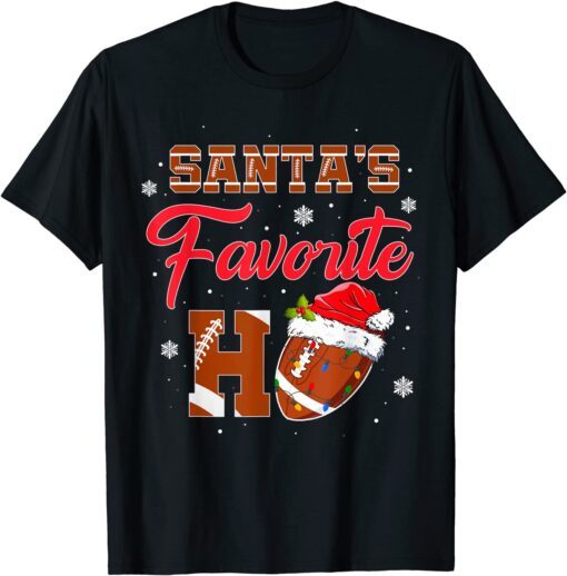 Santas Favorite Ho Football Christmas Xmas Pajamas Tee Shirt