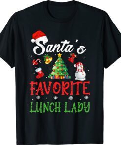 Santa's Favorite Lunch Lady Christmas Tree Santa Hat Tee Shirt