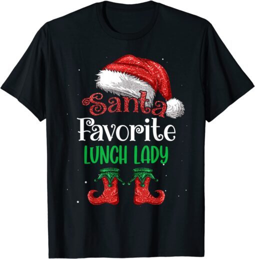 Santa's Favorite Lunch lady Christmas Santa Hat Tee ShirtSanta's Favorite Lunch lady Christmas Santa Hat Tee Shirt