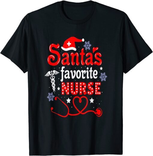 Santa's Favorite Nurse Christmas Tee Shirt