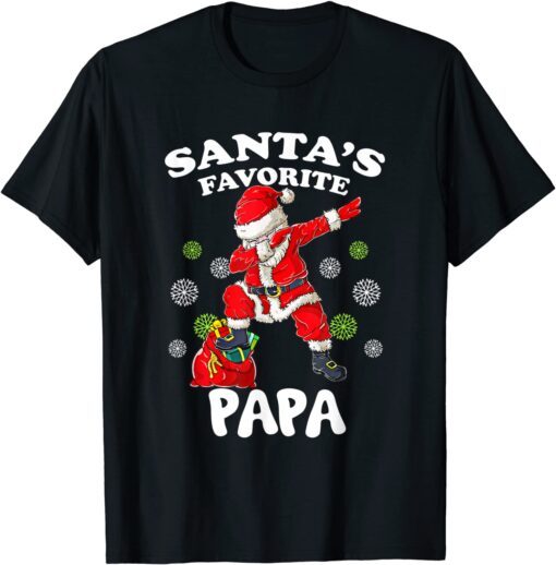 Santa’s Favorite PAPA Dabbing Santa Christmas Xmas Tee Shirt