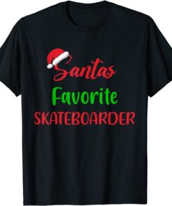 Santa's Favorite Skateboarder Christmas Skateboarding Tee Shirt