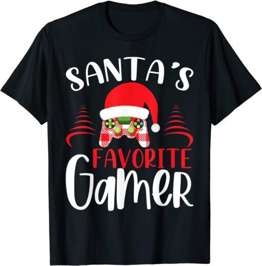 Santa's Favorite Video Game Christmas Pajama Gaming family Tee Shirt