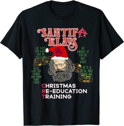 Santifa Claus Woke Santa Klaus Christmas Anti Marx Socialism Tee Shirt