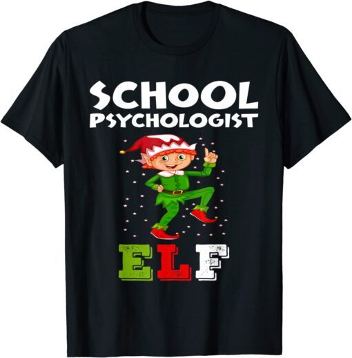 School Psychologist Elf Christmas Party Pajama Tee Shirt