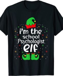 School Psychologist Elf Christmas Party Pajama Tee Shirt