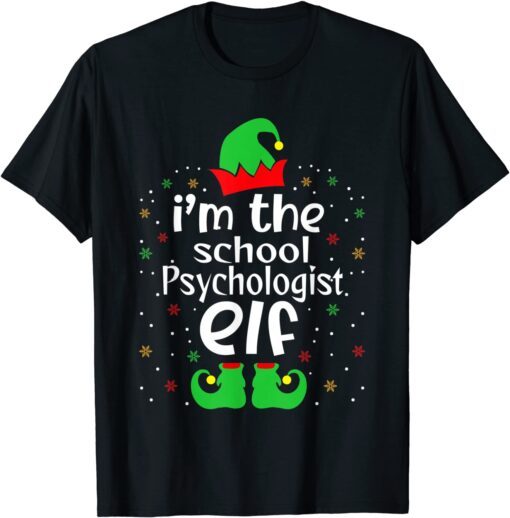 School Psychologist Elf Christmas Party Pajama Tee Shirt