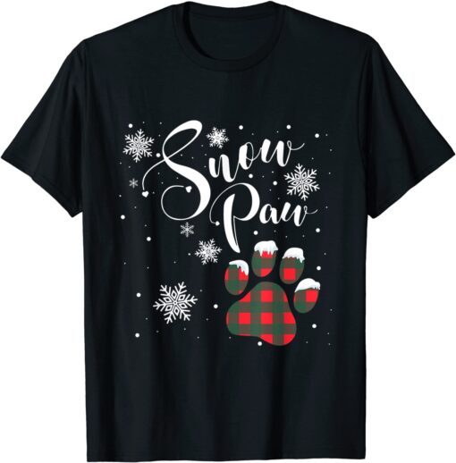 Snow Paw Merry Christmas Dog Paws Snowflake Xmas Tee Shirt