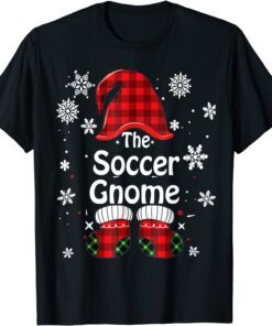 Soccer Gnome Buffalo Plaid Christmas Family Matching Pajama Tee Shirt