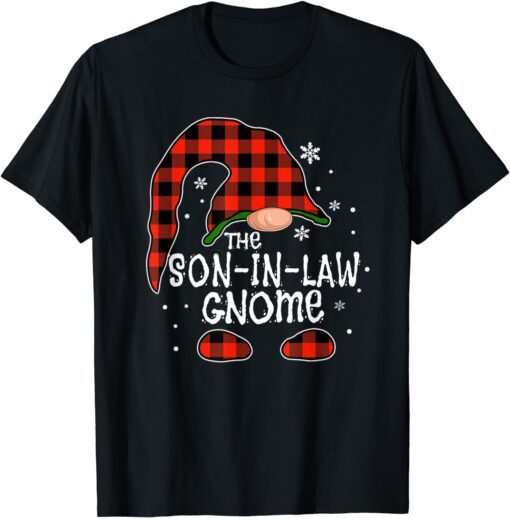 Son In Law Gnome Buffalo Plaid Christmas Matching Family Tee Shirt