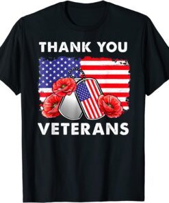 Thank You Veterans Combat Boots Poppy Flower Veteran Day Tee Shirt