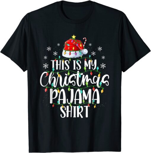 This Is My Christmas Pajama Funny Xmas Lights Christmas Tree Tee Shirt