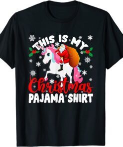 This Is My Christmas Pajama Santa Unicorn Tee Shirt