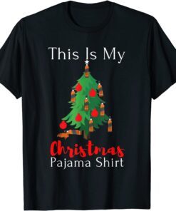 This Is My Christmas Tree Pajama Santa Drinking Bourbon Tee Shirt