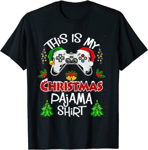 This is My Christmas Pajama Santa Hat Gamer Video Game Classic Shirt